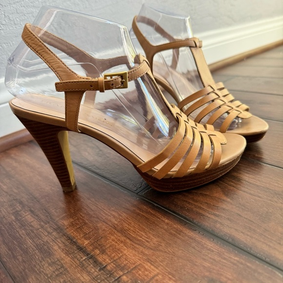 Beautiful Franco Sarto Leather Martin Strappy Sandal Heels - Picture 2 of 12